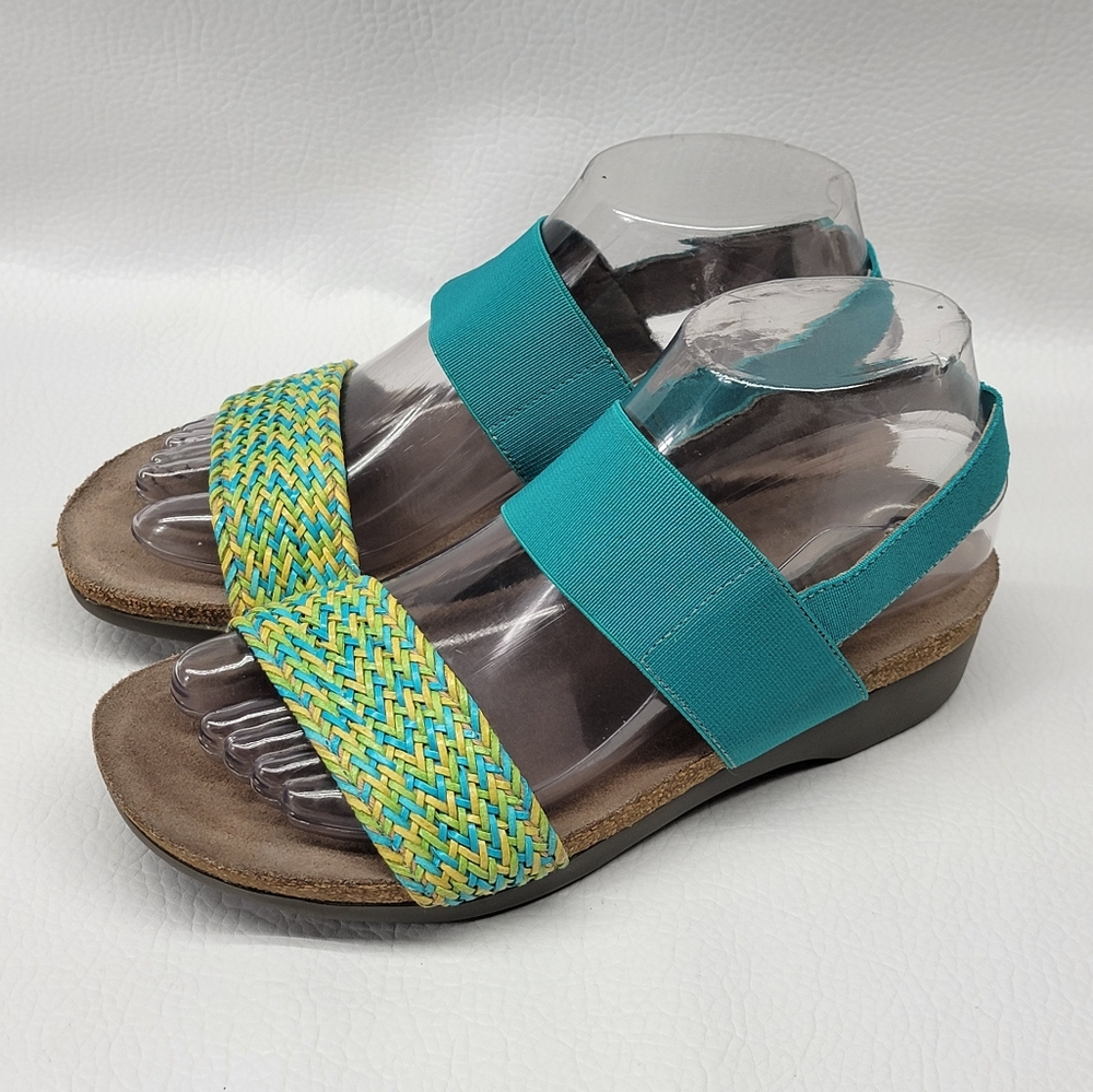 Munro Women's Green Sling Back Ankle Strap Footbed Pisces Sandal 7w Please Chec